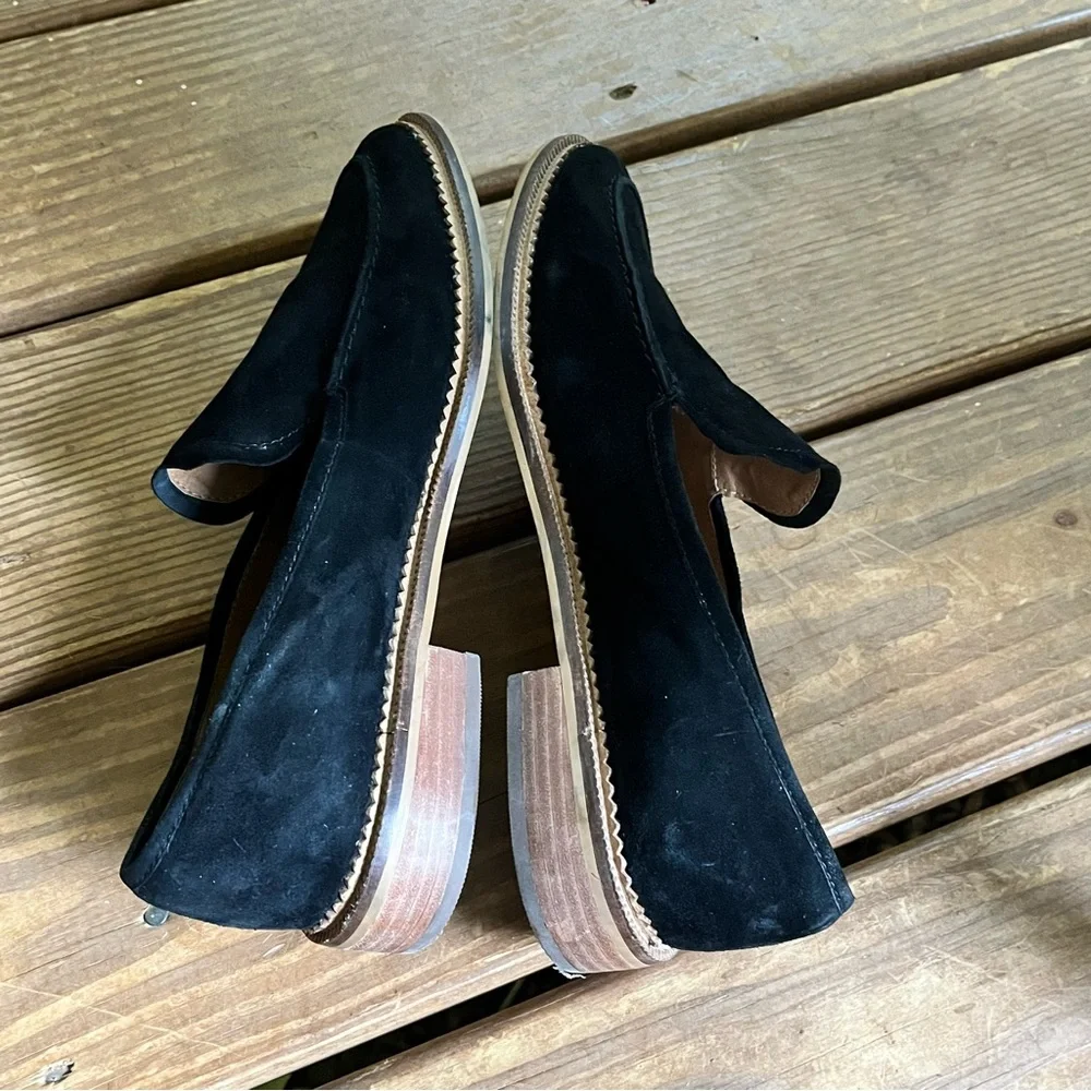 Susina Shoes Womens 9 M Black Suede Loafers Kellen Almond Toe Slip On Preppy